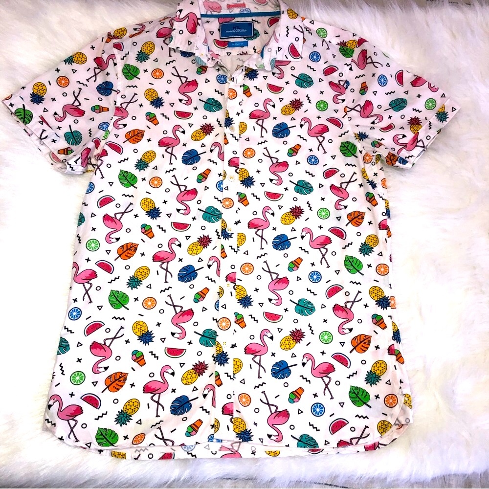 MTL Made to Live NY fun casual button up.